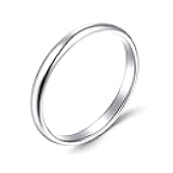 14K White Gold Plated Wedding Bands for Women, 3mm Comfort Fit Dome Polished Plain Ring, Anniversary Engagement Promise Gift for Her