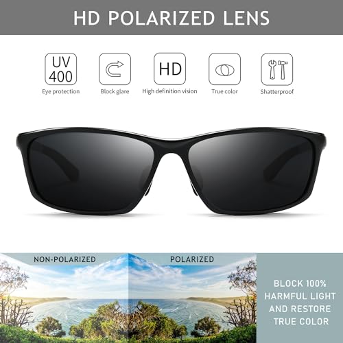 SUNGAIT Sunglasses Men Polarized Rectangle: Sports Sun Glasses UV Protection – Cool Shades for Driving Running Fishing Golf2