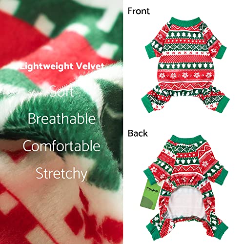 Image of Fitwarm Dog Christmas Outfit, Dog Pajamas, Dog Winter Clothes for Small Dogs Boy Girl, Pet Ugly Sweater, Cat Costume, Red Green, Large
