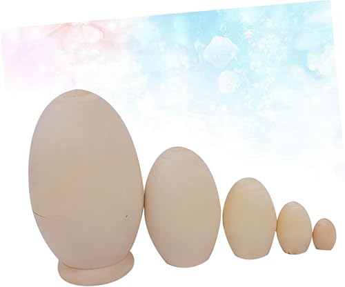 Miniatura 6 de SEWACC 5 Uds. sin pintar Matryoshka muñeca anidación huevos rusos en blanco muñecas rusas sin pintar juguete apilable niños muñecas rusas muñecas de