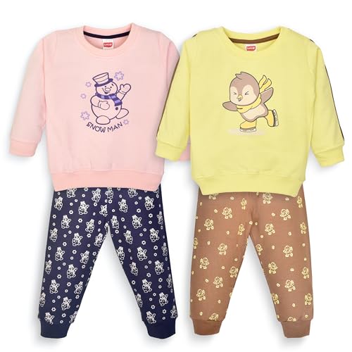 Image of LuvLap Baby Boys Full Sleeve Sweatshirt & Pyjama Sets, Pack of 2