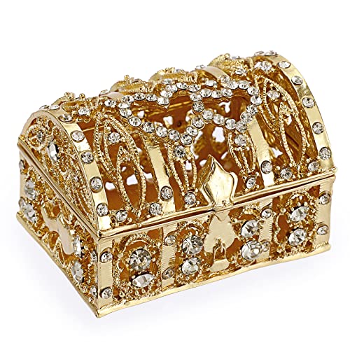ELLDOO Crystal Treasure Chest Box Floral Engraved Jewelry Box Wedding ...