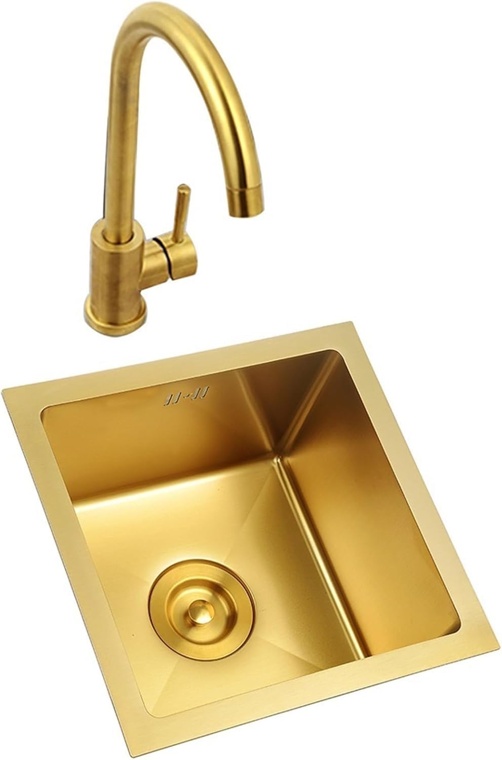 Évier de cuisine en acier inoxydable doré 55x40cm bac encastrable avec vidage complet