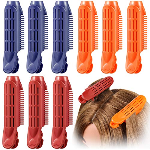 9 Pieces Fluffy Hair Clip Styling Curly Tool Root Hair Curler Volumizing Hair Root Clip Roller Wave Fluffy Hairstyling Clip DIY Styling Tool (Navy Blue, Brick-Red, Orange)
