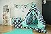 Produktbild Me and You Tipi Spielzelt für Kinder Zelt Wigwam Kinderzelt Indianer 4 Kissen Decke Spielzeugkorb Wimpelkette 10 Elemente 26 Farben (Grau-Mint-Sterne (46))