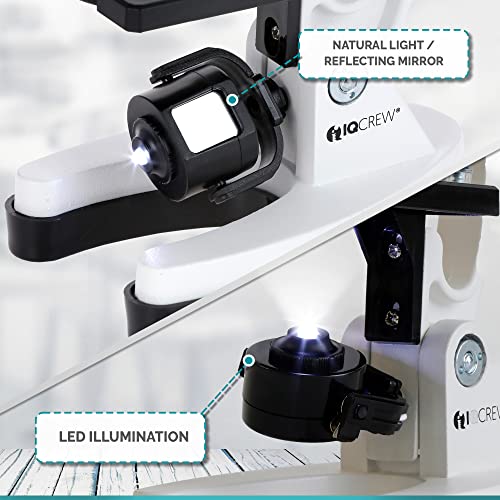 Image of AMSCOPE-Kids 120X-1200X White Metal Arm Starter Kids Student Microscope Kit and Compact Refractor Telescope with Tripod - M30-ABS-KT2-W-TKVB1