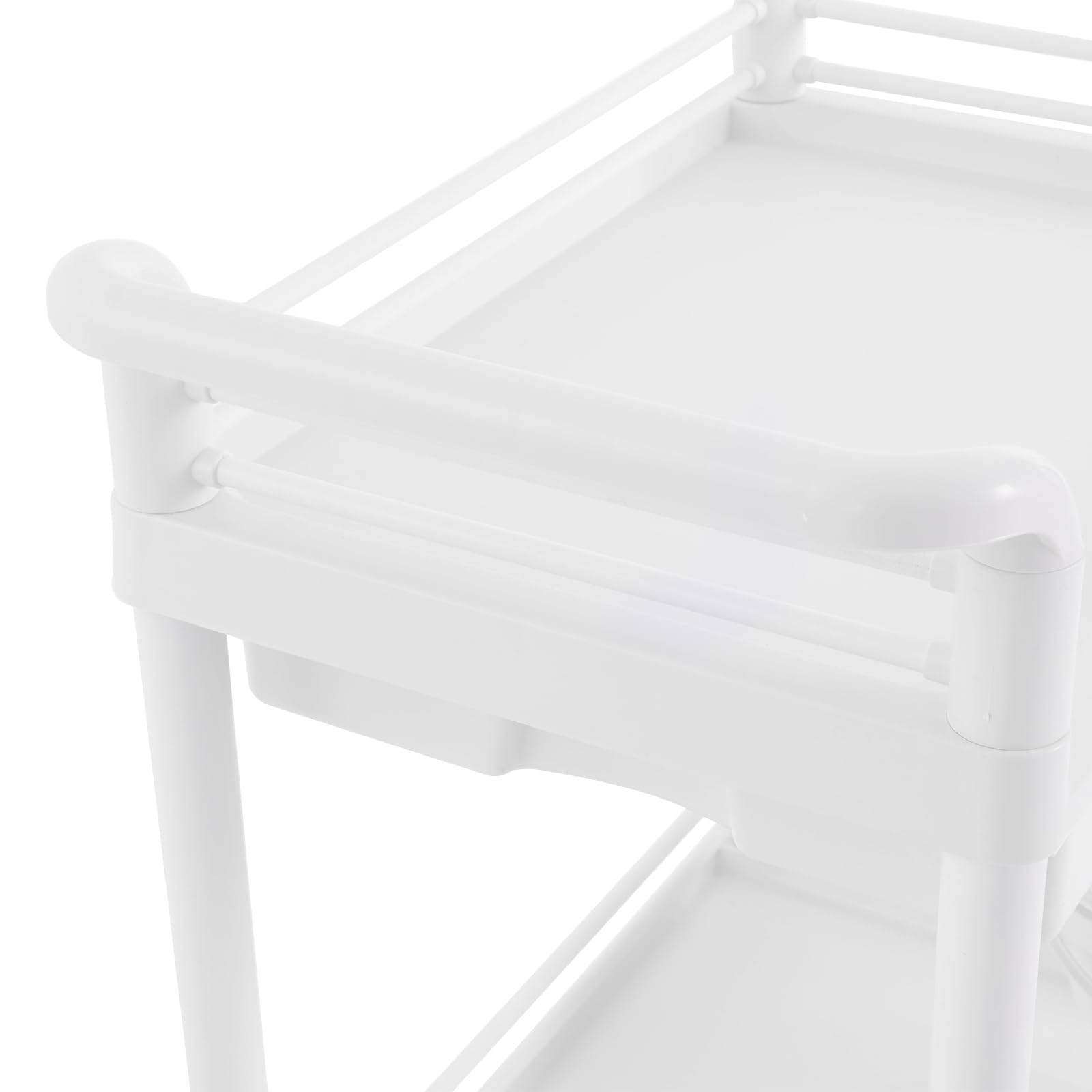 Medizinwagen Weiß mit 90kg Tragkraft｜2 Edelstahl-Ebenen + 360°-Rollen｜Hygienegerecht für Klinik/Labor/Kosmetik｜Kennzeichnungspflicht nach MPG
