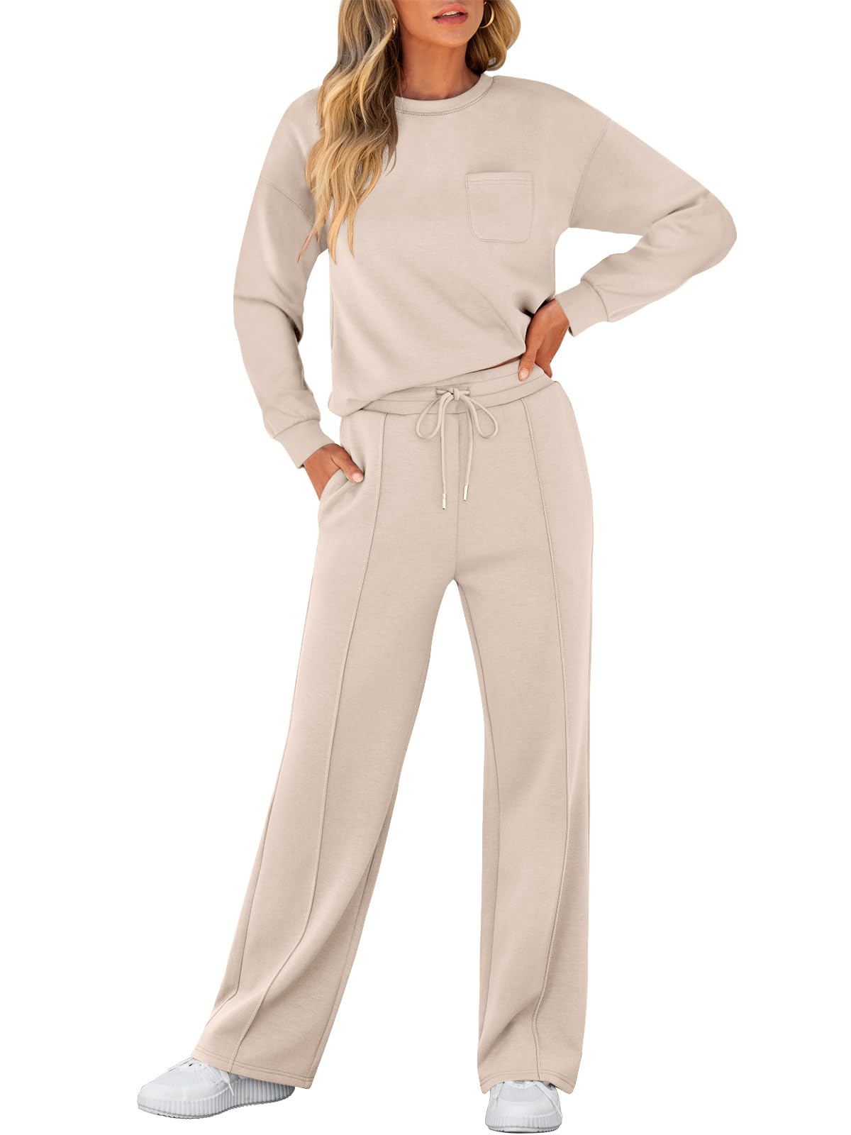 ANRABESS Women Piece Set Long Sleeve Sweatsuit Sweatpants Tracksuit Sweat  Casual Matching 2025 Travel Fall Trendy Outfits