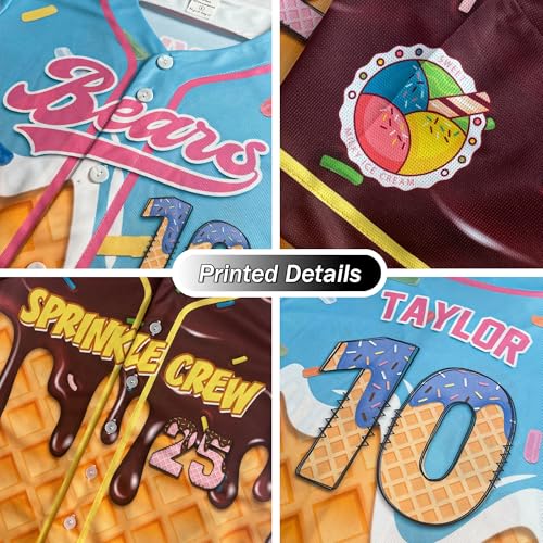 Custom Baseball Jersey – Personalized Name, Number & Logo, Drip Orange Ice Cream Baseball Jersey Summer Holiday for Men, Women, Youth, Toddlers miniatura 4