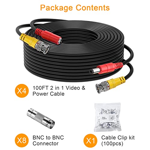 Wildhd Bnc Cable 4X100Ft, All-In-One Siamese Video And Power Security Camera Wire, Camera Cable For All Max 5Mp Hd Cctv Dvr Surveillance System (100Ft 4Pack, Black) #TOP7