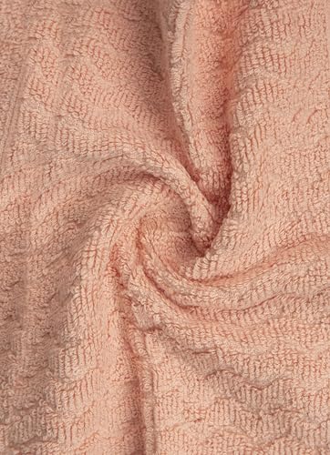 Image of Pleasant Home Chevron Wash Cloths Set - 12 Pack (12 inch x 12 inch) - 509 GSM - 100% Ring Spun Cotton Wash Cloth - Super Soft and Highly Absorbent Face Towels (Blush, White & Tan)