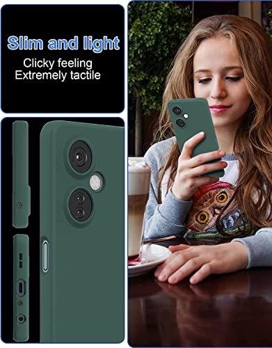 Image of DIZORO Microfiber Candy Case Compatible for Oneplus Nord CE3 Lite 5G Smooth Touch Cushion Liquid Soft Silicone Gel Rubber Phone Cases Non-Slip Full Body Protective Shockproof Back Cover - Forest Green