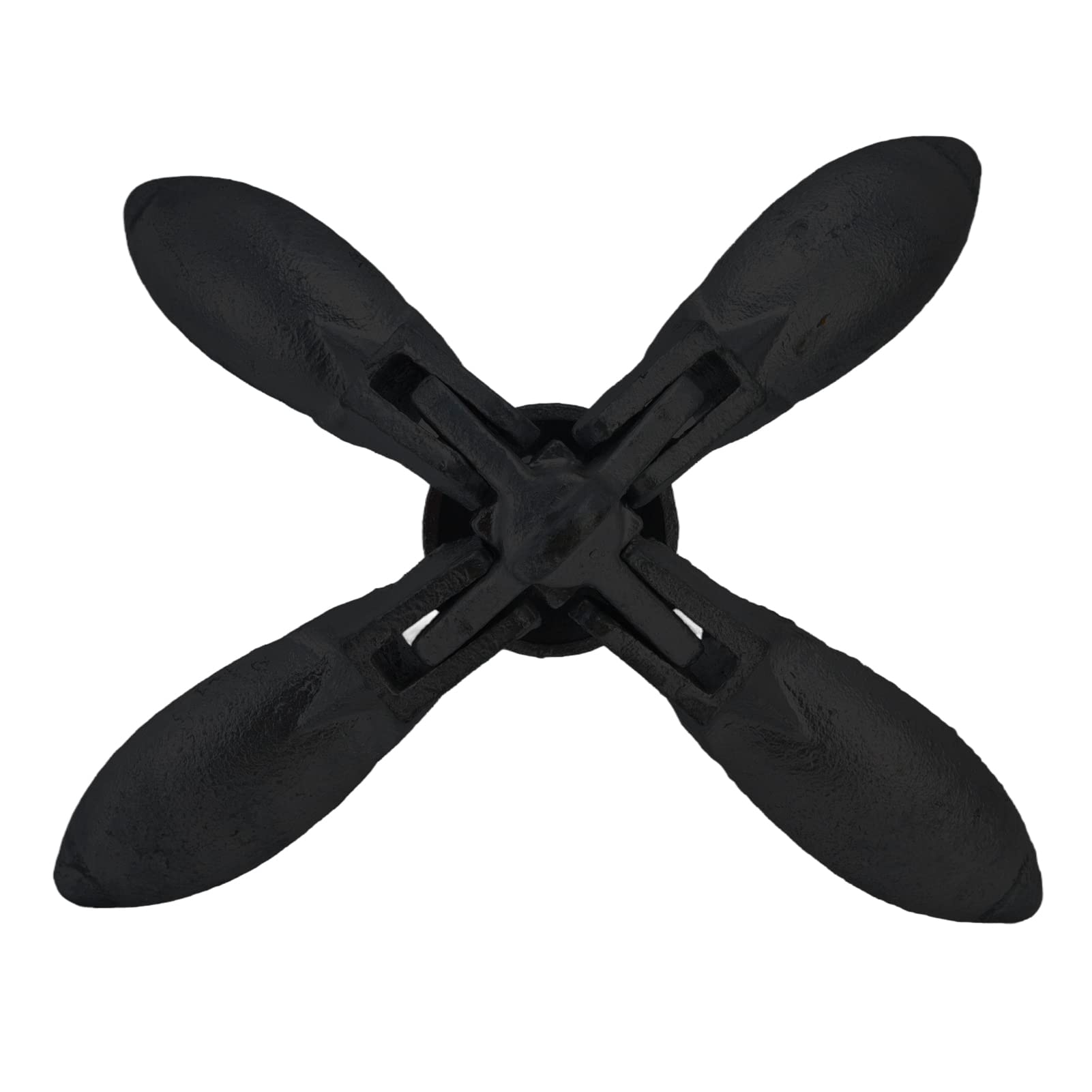 Rezón de Ancla Plegable 4 Flujos 1,5 kg Accesorio de Barco de Acero al Carbono para Canoa Kayak (Negro (acero al carbono))