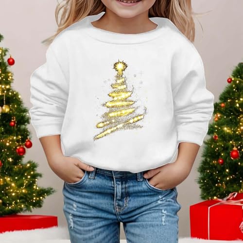 Christmas Hoodie for Kids Festive Snowman Tree Design Cozy Xmas Sweater with Sparkly Gold Accents Gift Idea2