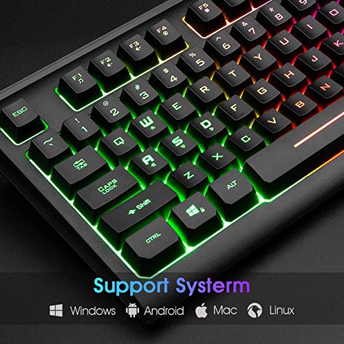 Rii Computer Keyboard, Wired USB Compact Keyboard with RGB Backlit,Silent Keystroke for Home Office,Working or Primer Gaming, Compatible with Laptop,PC,Windows,Mac - Image 7