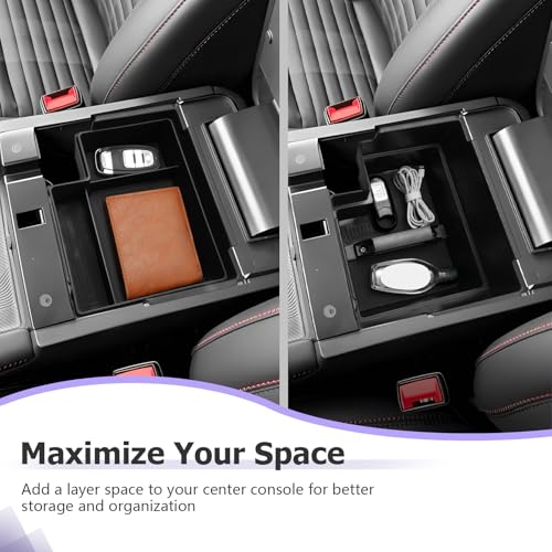 Image of LUWU Upgrade 2025 2026 Explorer Center Console Organizer Compatible with Ford Explorer 2025 2026 Accessories Armrest Console Storage Box Insert Tray ABS Material Black Coin Container, 2-Pack Black