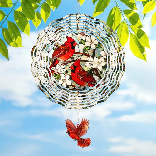 Image of FLAGWIX Cardinal Wind Spinner, 12 in Stainless Steel Garden Decor