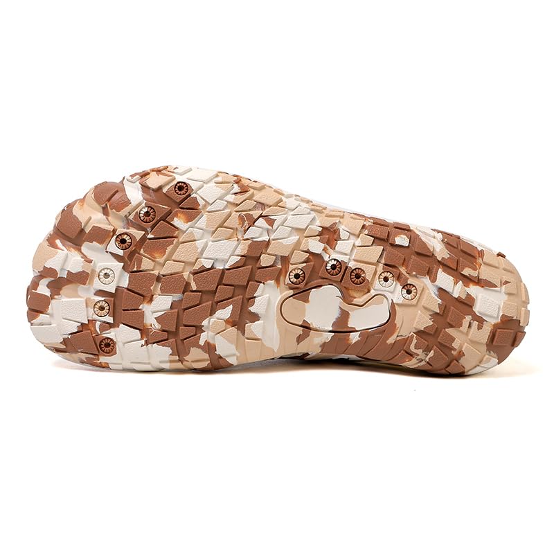 Men's Camouflage Water Shoes, Quick Dry Barefoot Sneakers, Surf Climbing Riding Breathable (Sandy Soil Color, Adult, Men, 7.5, Numeric, US Footwear Size System, Medium) 5