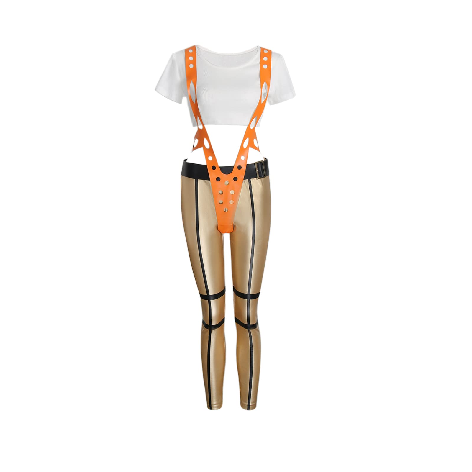 The 5th Fifth Element Role Play Leeloo Costume Orange Suspender Sexy Bodysuit Women Adults Christmas Party Gifts