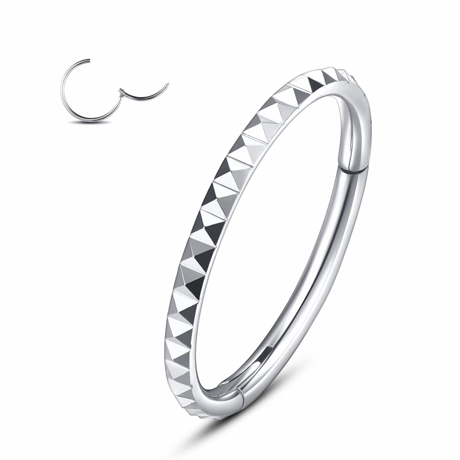 Yrogcu 20G 18G 16G 14G Single/Double Hoop Stainless-Steel Seamless-Hinged-Piercing Segment-Clicker Nose-Ring-Hoop : Diameter 6mm 8mm 10mm 12mm Cartilage Earrings — view 37