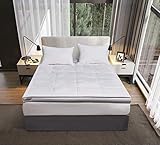 Kathy Ireland Pillowtop Mattress Topper Cal King Size, 3-inch Overfilled White Down Feather Mattress Pad 233 Thread Count 100% Cotton Cover Featherbed - 72' x 84'