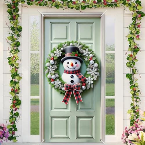 BlissYard Christmas Door Cover 35x71 Inch Charming...