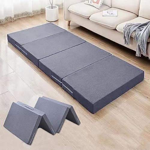 マットレス シングル 四つ折り ごろ寝マット 高反発 敷き布団 折り畳み お昼寝マット 軽量 取っ手付き 洗えるカバー 体圧分散 防ダニ 抗菌 車中泊 仮眠 キャンプ 来客用 ソファーマットレス 厚さ8cm (80*200*8cm,ダークグレー)