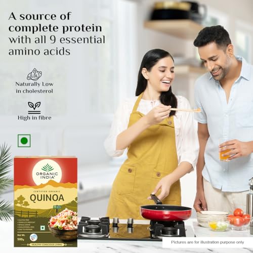 Image of A TATA Product - Organic India Quinoa - 500g | Nutrient-Rich Whole Grain | Protein-Rich | Gluten-Free | Source of Iron & Magnesium (Pack of 3)