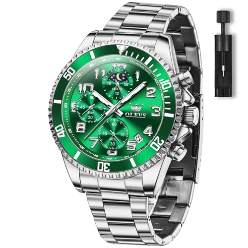 OLEVS Green Watches Classic Popular Large Face Quartz Watch for Men - image 1