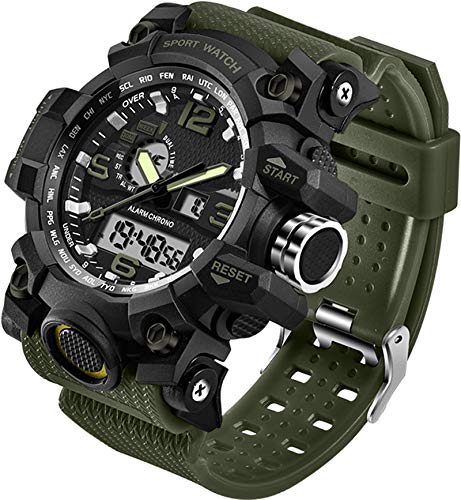 Men's Military Watch, Tactical Sports Army Big Wristwatch Waterproof Digital Analog Stopwatch for Men Tactics LED Alarm Green Men's Military Watch, Tactical Sports Army Big Wristwatch Waterproof Digital Analog Stopwatch for Men Tactics LED Alarm Green