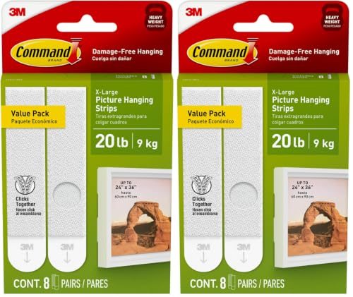 Command X-Large (20 lb) Picture Hanging Strips, 8 Pairs (16 Strips) (Pack of 2) - image 1