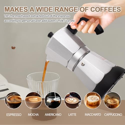 Image of Aluminum Electric Moka Pot 3-6 Cup 270ml Express Coffee Maker Stovetop