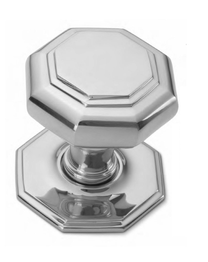 EUROART Solid Heavy Cast Octagonal Centre Door Knob Large (Polished Chrome)