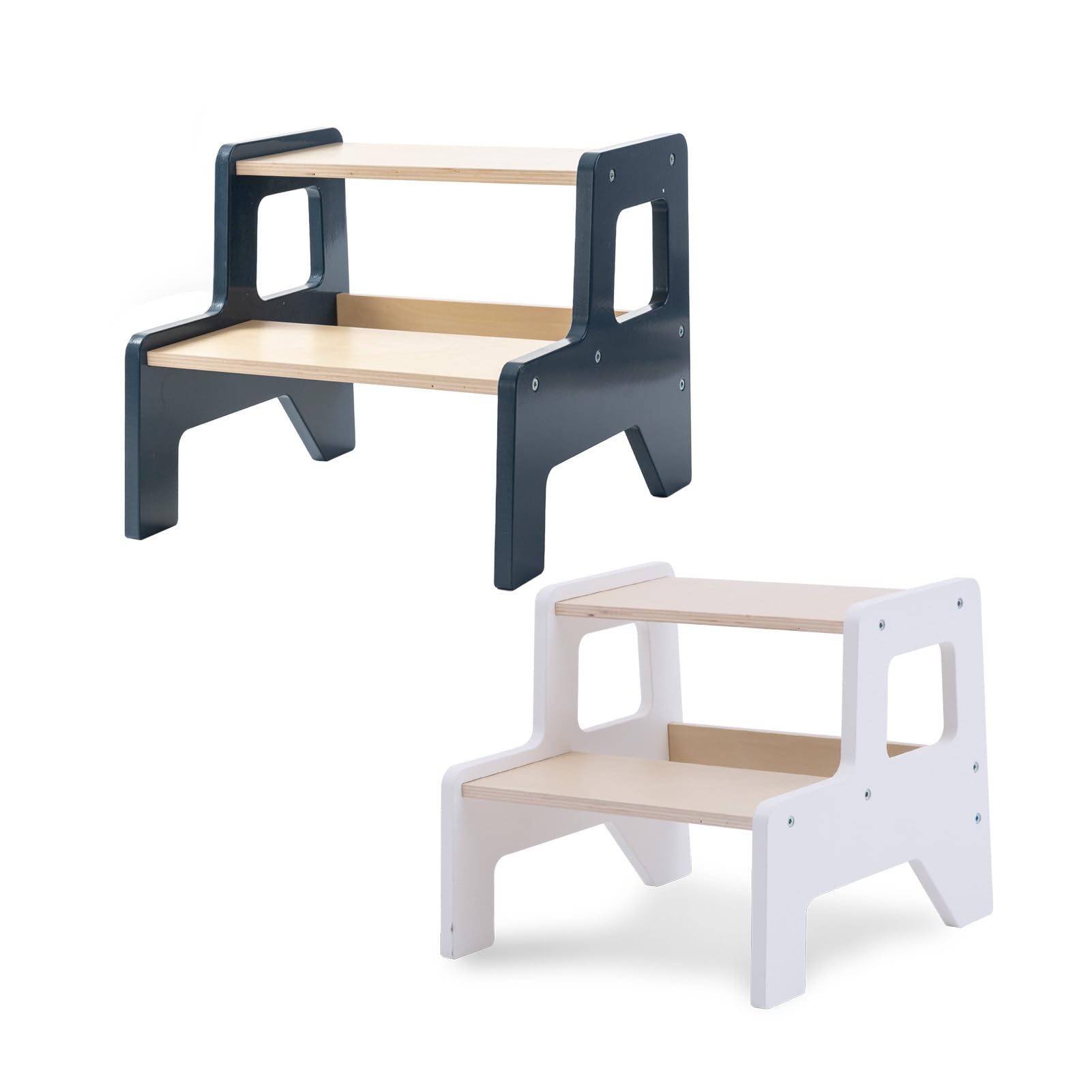 OgiOgi Toddler Step Stool, 2 Step Wooden Toddler Kitchen Stool Helper for Bathroom Sink, Toilet & Potty Training, 330lbs Capacity Stools for Kids with