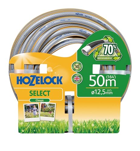 Hozelock - Select Hose 12.5mm x 50m Set, Up To 70% Recycled PVC, Braided Reinforcement, Hard-Wearing Garden Hose, Quality and Durability, Weather-Proof with UV and Frost Protection [100-100-577]