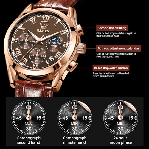 OLEVS Men's Watches Leather Strap Analog Quartz Watch, Fashion Big Dial Date Waterproof Watch, Dress Luxury Luminous Men Watches4