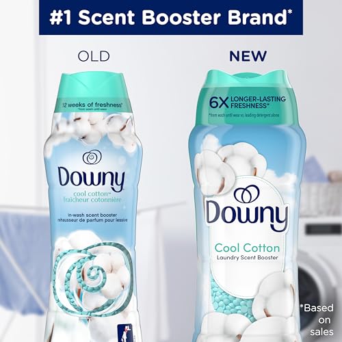 Image of Downy Cool Cotton In-Wash Laundry Scent Booster Beads, 24 oz, laundry scent beads, Long-lasting Freshness (Pack of 4)