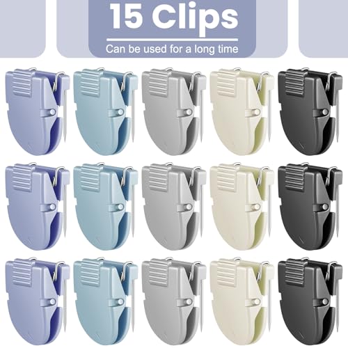 Image of Feifeiya 15 Pcs Cubicle Clips for Fabric Panels,Blue | Office Partition Wall Clips, 40-sheet Capacity for Notes Photos Memos, Metal Spring, Fits Cubicle Fabric Accessories