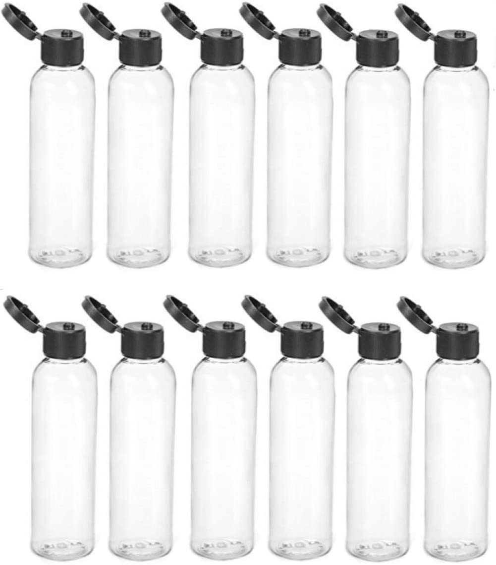 hunky dory 10pcs 100ml empty clear plastic bottles refillable travel size cosmetic containers small leak proof squeeze bottles with black flip cap for toiletries,shampoo. (pack of 10)