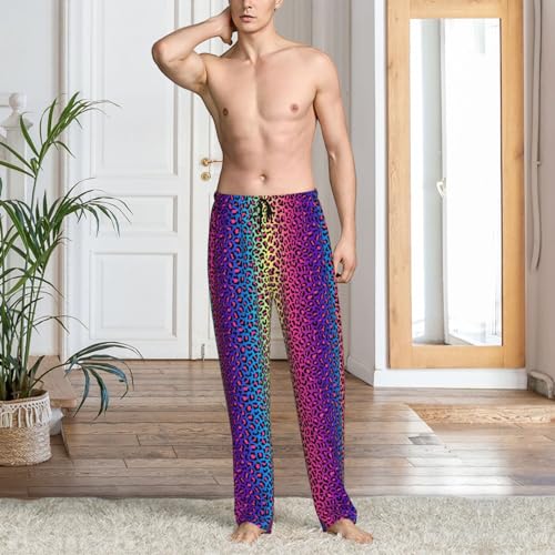 Novastar Mens Pajama Pants Bottoms with Pockets- Leopard Neon Rainbow Gradient Soft Men Pj Pants, Comfy Men Lounge Pants2