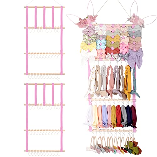Image of POVETIRE Headband Holder Hair Bows Organizer for Girls, Baby Headbands Hair Accessories Organizer Storage Wall Hanging Decor for Toddler Girls Room