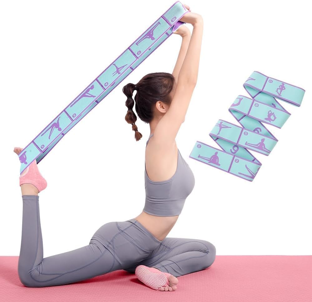 11 Loops Pattern Guide Resistance Stretch Srtaps for Exercise, Stretching & Yoga – Elastic Stretch Bands for Physical Therapy, Pilates, Dance, Flexibility Training, Home Workouts & Ballet Stretching Equipment