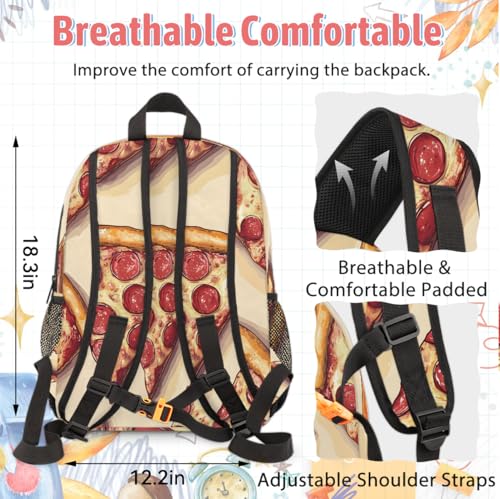TropicalLife Pizza Backpack with Lunch Box Set, Back Pack and Lunch Bag Pizza Waterproof Casual Daypack Bag for Work Travel4
