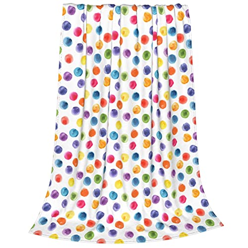 Yishow Colorful Polka Dots Fleece Throw Blanket Warm Cozy Throw Decorative For Living Room Couch Bed Chair Dorm,60"X50" #TOP1