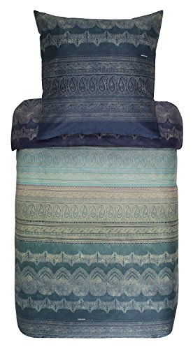 Bassetti BRUNELLESCHI Bettwäsche + 1 Kissenhülle aus 100% Baumwollsatin in der Farbe Grün V4, Maße: 155x220 + 1 K 80x80 cm - 9291571