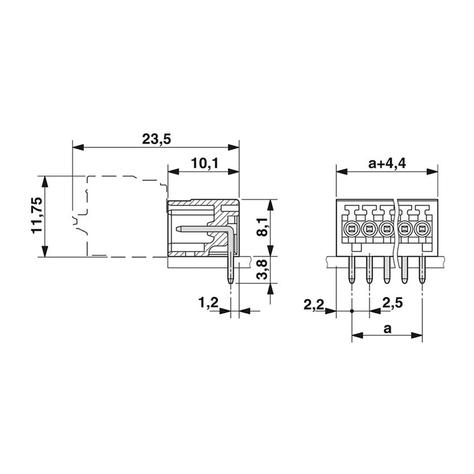 Conector enchufable conexión eléctrica MC 0,5/3-G-2,5