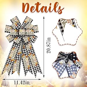 Large Thanksgiving Bows for Wreath, Black White Buffalo Plaid Wreath Bows Fall Maple Leaf Havest Bows for Front Door, Farmhouse Ornament Burlap Tree Topper Bows for Fall Indoor Outdoor Decoration Large Thanksgiving Bows for Wreath Black White Buffalo Plaid Wreath Bows Fall Maple Leaf Havest Bows for Front Door Farmhouse Ornament Burlap Tree Topper Bows for Fall Indoor Outdoor Decoration