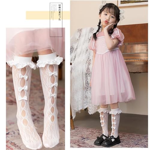 Loose Socks Lace Calf Bowknot High Boot Leg Cover Long Knee Stockings Hollow Out Children Trendy Wear3