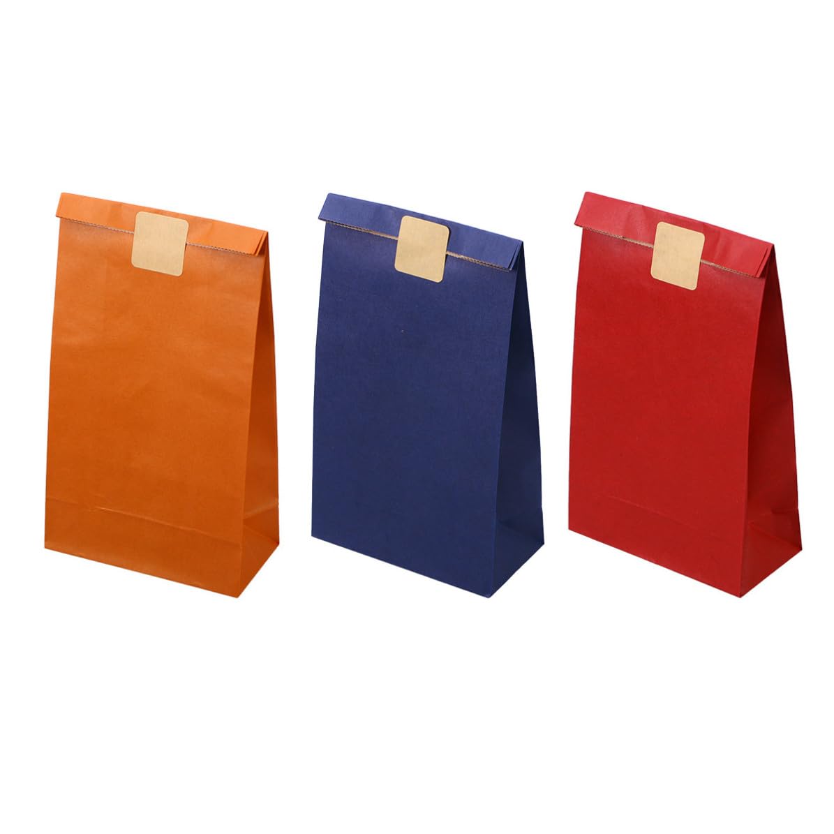 BETOOKY 120 Bolsas de Papel Kraft Coloridas sin Asas Fondo Plano para Regalos y Fiestas, Hechas de Papel Kraft Resistente Cumpleaños