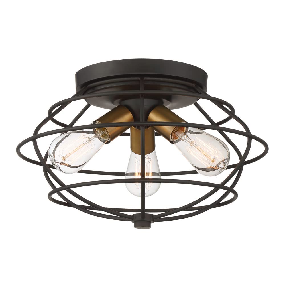 Designers Fountain 1260-VB Jax 3-Light Flush Mount Ceiling Light, Vintage Bronze , Brown